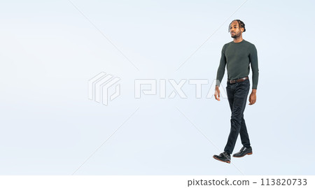 Full body photo of a walking black man 113820733