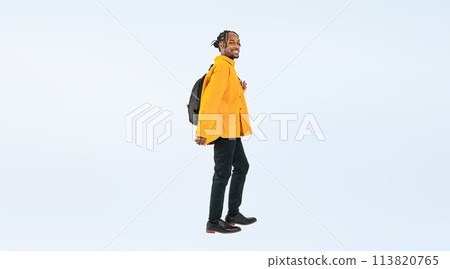 Full body photo of a black man looking back 113820765