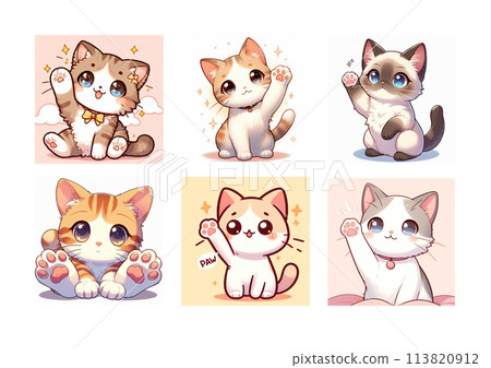 A cat raising its paws to show off its cuteness 113820912