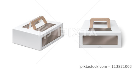 White box with handle and window package mockup 113821003