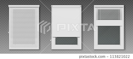 Office or home window frame with jalousie. 113821022