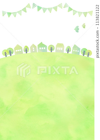 水彩風格的溫室與初夏的城市景觀 113821122