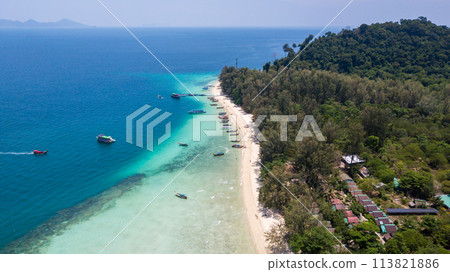Aerial view of Koh Kradan, Trang Thailand.The untouched natural beauty of the beach, Aerial view of Koh Kradan, Trang Thailand.The untouched natural beauty of the beach, 113821886