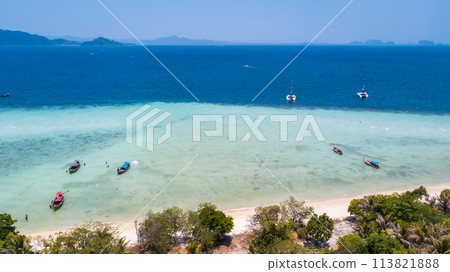 Aerial view of Koh Kradan, Trang Thailand.long and wide beach, 113821888