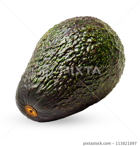 Isolated ripe avocado. Avocado on a white background with cutting. 113821897