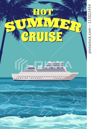 Summer Vacation poster. Tropical island ocean sea, Summer Vacation poster. Tropical island ocean sea, 113822454