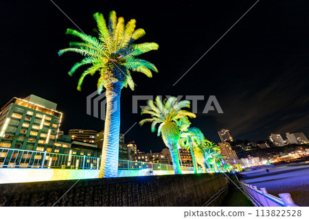 [靜岡縣]熱海市景與熱海陽光海灘的夜景 113822528