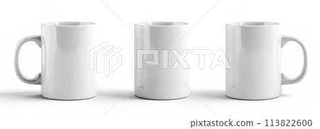 Customizable Blank white 11 oz Coffee Mug Mockup in Multiple Views, Isolated on White - A Perfect Template for Promotional Merchandise Design 113822600