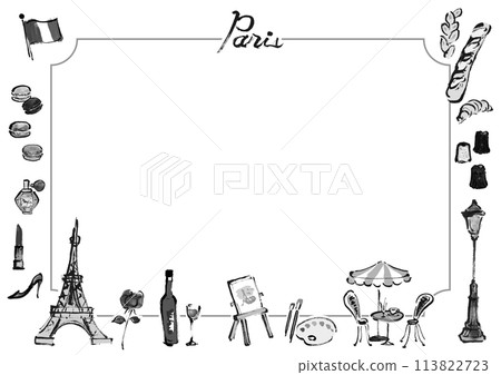France, Paris frame illustration material set 113822723