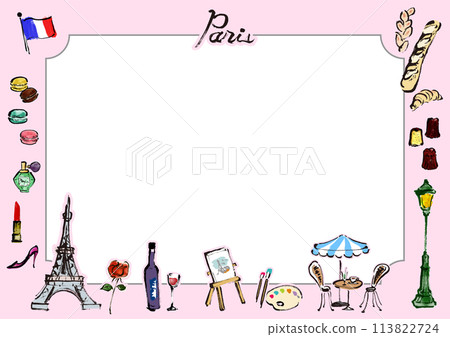France, Paris frame illustration material set 113822724