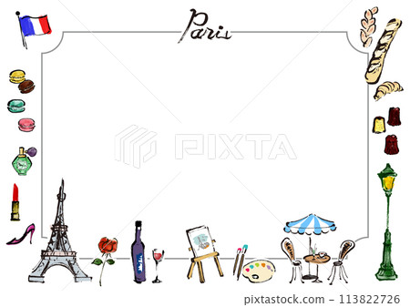 France, Paris frame illustration material set France, Paris frame illustration material set 113822726