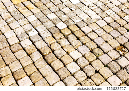 Square shaped stone paving slabs as a creative background 113822727