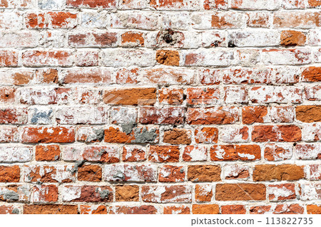 Old weathered red brick wall as background 113822735