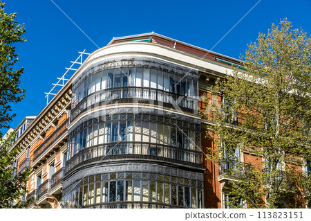 Old Luxury Residential Buildings in Jeronimos area in Central Madrid 113823151