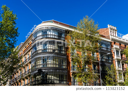 Old Luxury Residential Buildings in Jeronimos area in Central Madrid 113823152