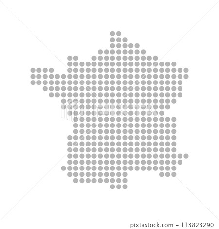 A simple and stylish map of France - a deformed silhouette map of grey circles 113823290