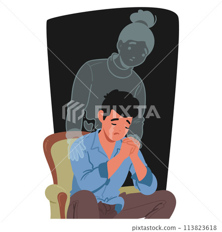 Broken Man Weeps Silently, His Heart Heavy With The Loss Of His Beloved Wife, Longing For Her Warmth And Presence Broken Man Weeps Silently, His Heart Heavy With The Loss Of His Beloved Wife, Longing For Her Warmth And Presence 113823618