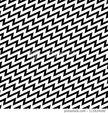 monochrome seamless pattern with zigzag, psychedelic black white background 113824080