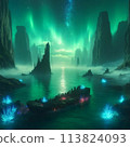 Watch the aurora borealis while looking at the night sky 113824093