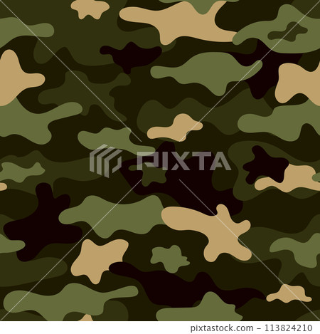 texture military camouflage repeats seamless. Camouflage green military template vector background 113824210
