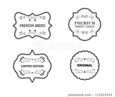 Set of vector vintage labels. Ornamental label frames. 113824324