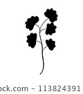 plant doodle, single plant silhouette isolated on white background 113824391