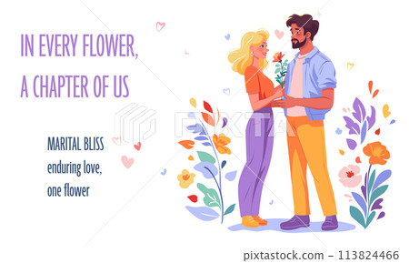 Happy couple flat illustration Happy couple flat illustration 113824466