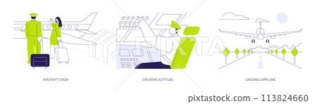 Airway transportation abstract concept vector illustrations. 113824660