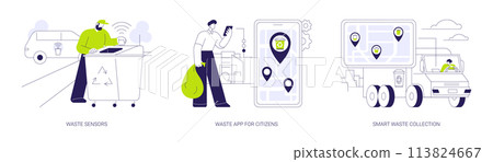 Smart waste management system abstract concept vector illustrations. 113824667