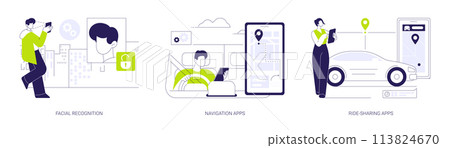Artificial Intelligence applications abstract concept vector illustrations. 113824670