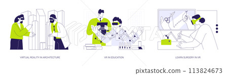 Full-immersive virtual reality abstract concept vector illustrations. Full-immersive virtual reality abstract concept vector illustrations. 113824673