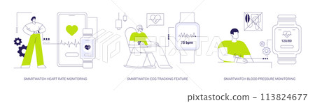 Smartwatch healthcare features abstract concept vector illustrations. 113824677