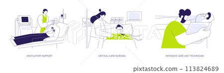 Critical care medicine abstract concept vector illustrations. 113824689