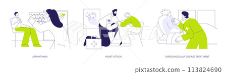 Cardiovascular disease abstract concept vector illustrations. 113824690
