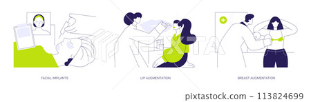 Aesthetic plastic surgery abstract concept vector illustrations. 113824699