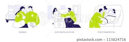 Emergency medical services abstract concept vector illustrations. 113824716