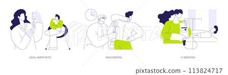 Anesthesiology in emergency room abstract concept vector illustrations. Anesthesiology in emergency room abstract concept vector illustrations. 113824717