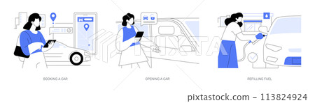 Carsharing isolated cartoon vector illustrations se 113824924
