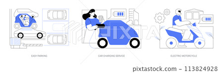 Electric car isolated cartoon vector illustrations se 113824928