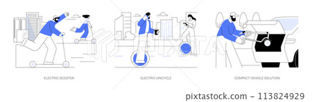 Electric urban vehicles isolated cartoon vector illustrations se 113824929