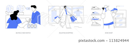 Enjoying shopping isolated cartoon vector illustrations se 113824944