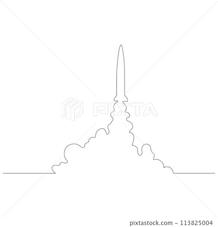 Simple line drawing of a launched missile illustration Vector Simple line drawing of a launched missile illustration Vector 113825004