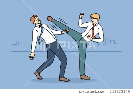 Fierce competition business men caused scramble for positions and opportunities to gain new clients 113825149