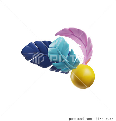 3D pet toy yellow ball with colorful feathers vector icon, cartoon render entertaining feline accessory playing supplies 3D pet toy yellow ball with colorful feathers vector icon, cartoon render entertaining feline accessory playing supplies 113825937