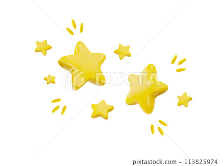 Cheerful set of yellow 3D star icons vector illustration Cheerful set of yellow 3D star icons vector illustration 113825974