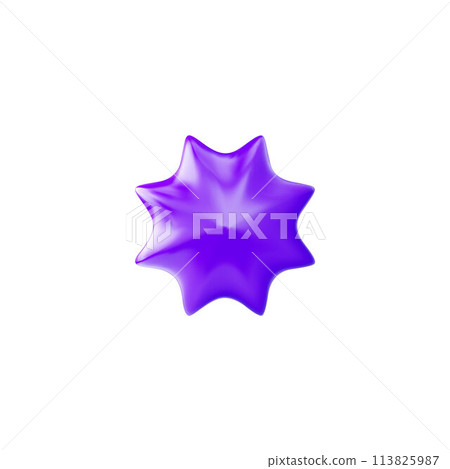A shimmering three-dimensional vector icon in the form of a purple eight-pointed star A shimmering three-dimensional vector icon in the form of a purple eight-pointed star 113825987