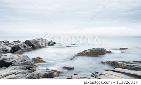 Pure white shores beckoning tranquil moments of reflection.AI Generated 113826317