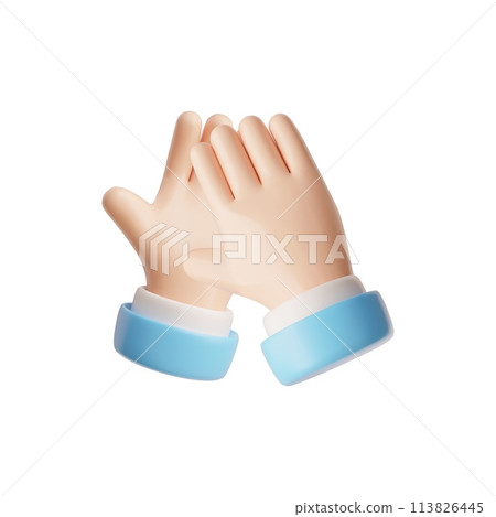 Clap hands gesture 3D emoji icon, cartoon hands with blue sleeve applauds, congratulation, appreciation or excitement Clap hands gesture 3D emoji icon, cartoon hands with blue sleeve applauds, congratulation, appreciation or excitement 113826445