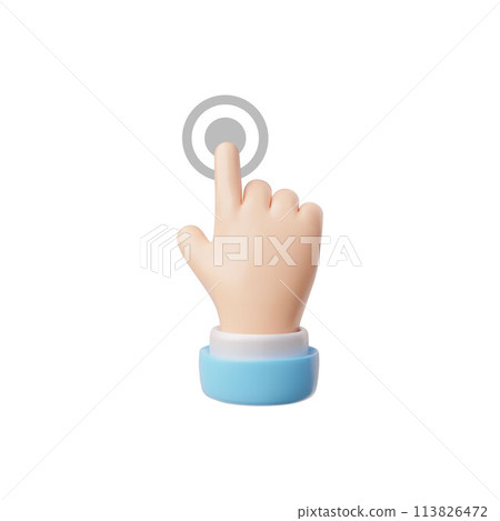 3D hand icon pressing virtual button vector illustration 113826472