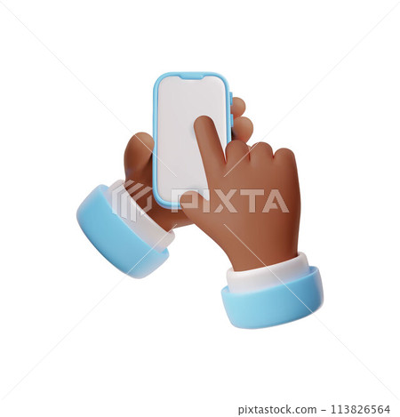 3D hand smartphone touch icon vector illustration 113826564